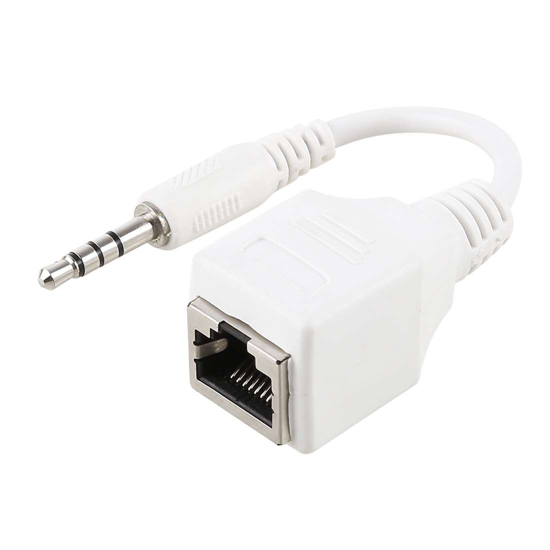 CAT5 RJ45 Socket to 3.5mm 4 Pole Male Plug Audio Ethernet LAN Network Adapter, Total Length: about