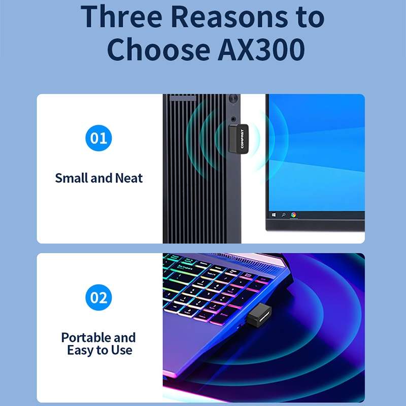 COMFAST CF-940AX 300Mbps 2.4GHz WiFi6 Mini USB Network Adapter