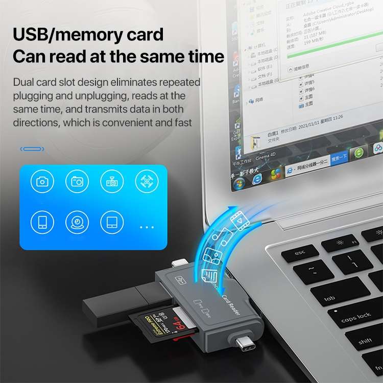 7 In 1 USB 3.0 Card Reader (Gold)