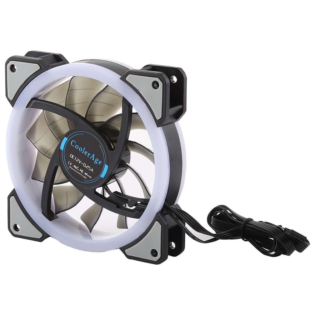 3 PCS CoolerAge DC 12V - 0.25A 2500PRM Remote Cotrol Computer Cooler Cooling Case Fan with Adjust