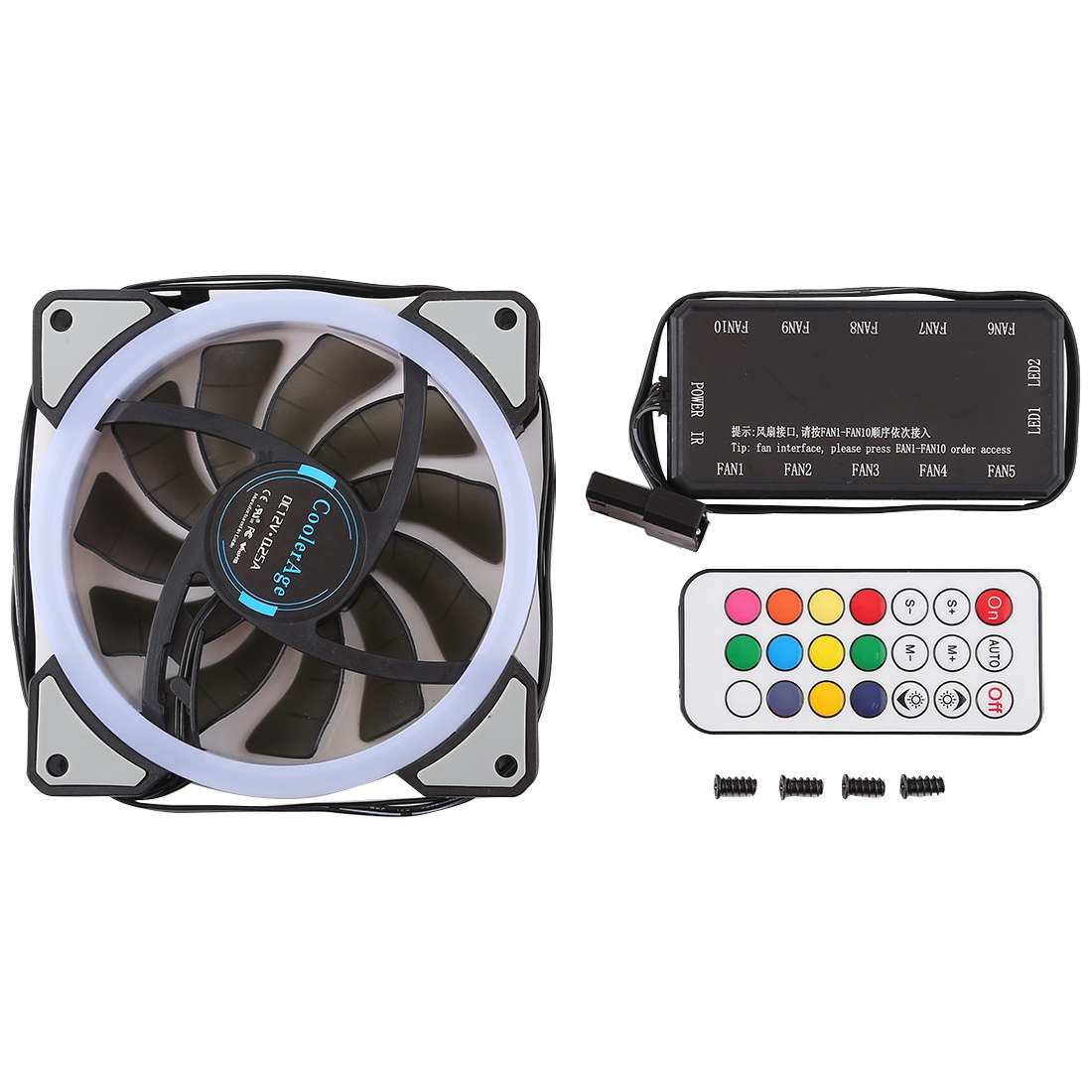 3 PCS CoolerAge DC 12V - 0.25A 2500PRM Remote Cotrol Computer Cooler Cooling Case Fan with Adjust