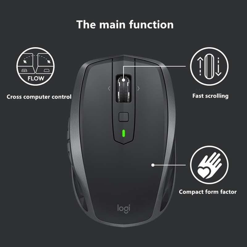 Logitech MX Anywhere 2S 4000DPI Bluetooth + Unifying Dual-mode Rechargeable Symmetrical Design Wi...