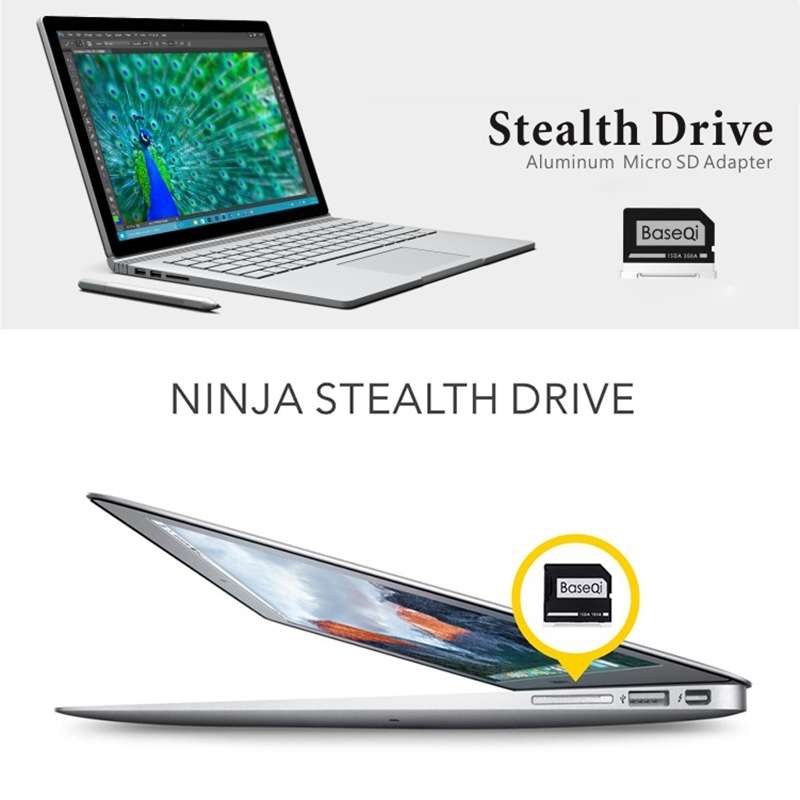BASEQI Hidden Aluminum Alloy SD Card Case for Lenovo IdeaPad 710S Plus Laptop