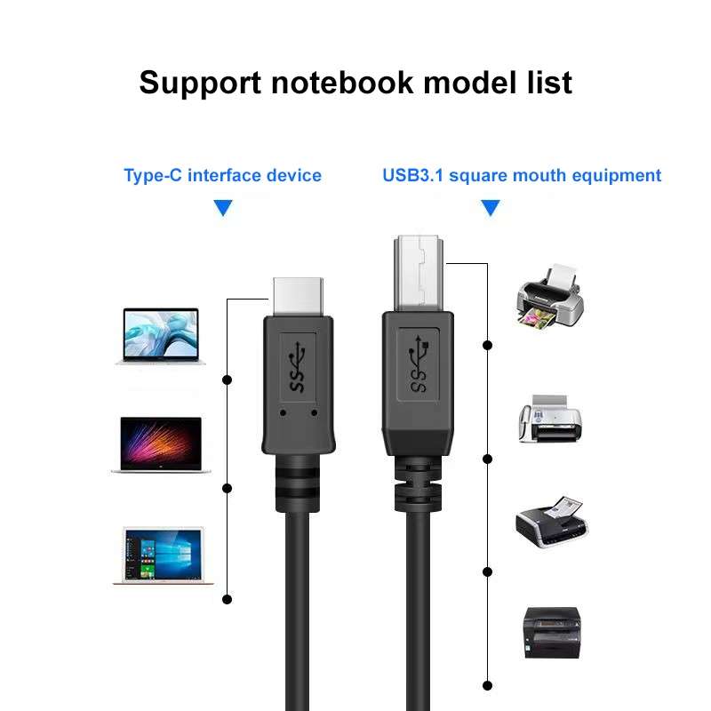USB-C 3.1 / Type-C Male to USB BM Data Cable, Length: 1m