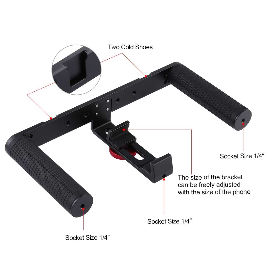 PULUZ 4 in 1 Vlogging Live Broadcast 4.7 inch 12cm Ring LED Selfie Light Smartphone Video Rig Hand