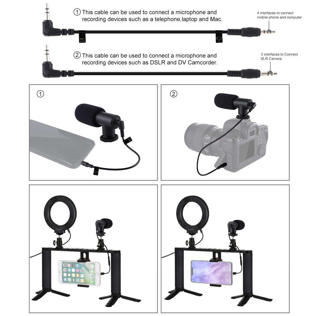 PULUZ 4 in 1 Vlogging Live Broadcast 4.7 inch 12cm Ring LED Selfie Light Smartphone Video Rig Hand