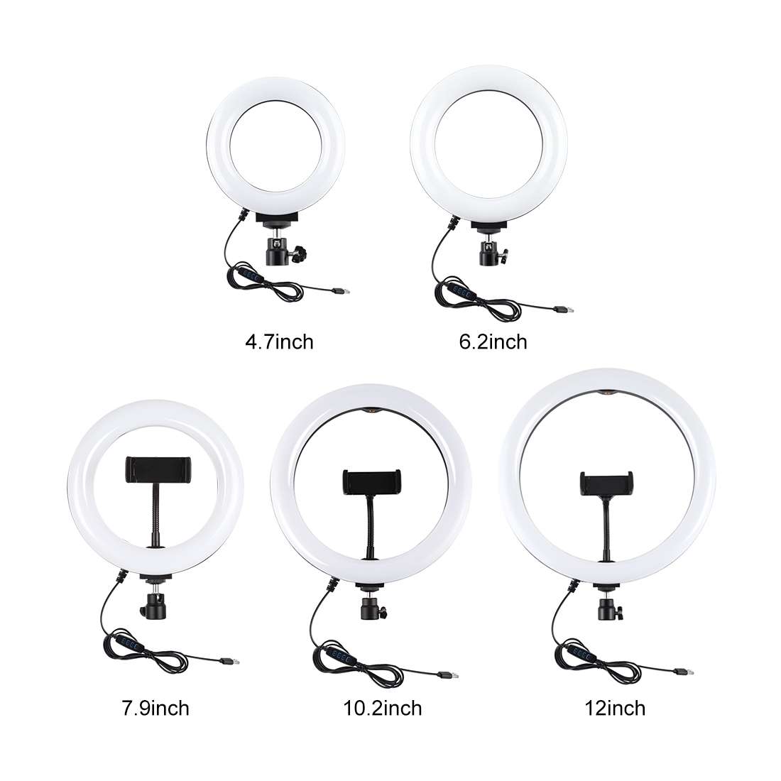 PULUZ 4.7 inch 12cm USB 3 Modes Dimmable LED Ring Vlogging Photography Video Lights + Desktop Trip