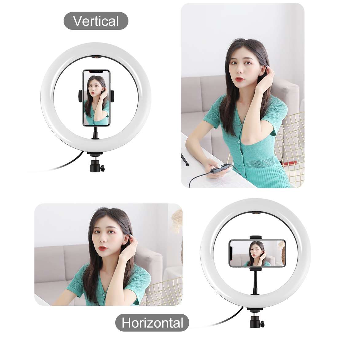 PULUZ 10.2 inch 26cm Light + Desktop Tripod Mount USB 3 Modes Dimmable Dual Color Temperature LED Cu