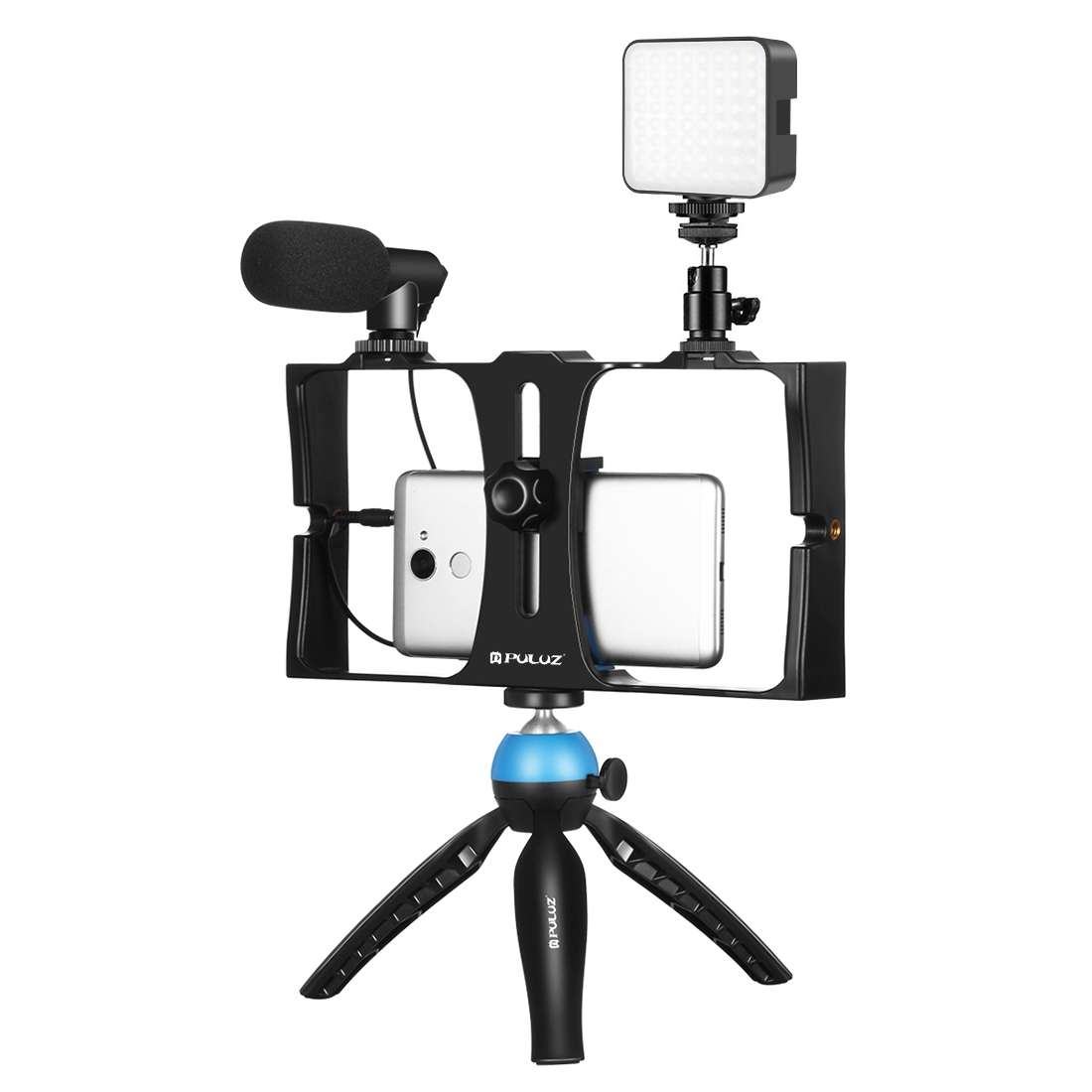 PULUZ 4 in 1 Vlogging Live Broadcast LED Selfie Fill Light Smartphone Video Rig Kits wi ... (Blue)