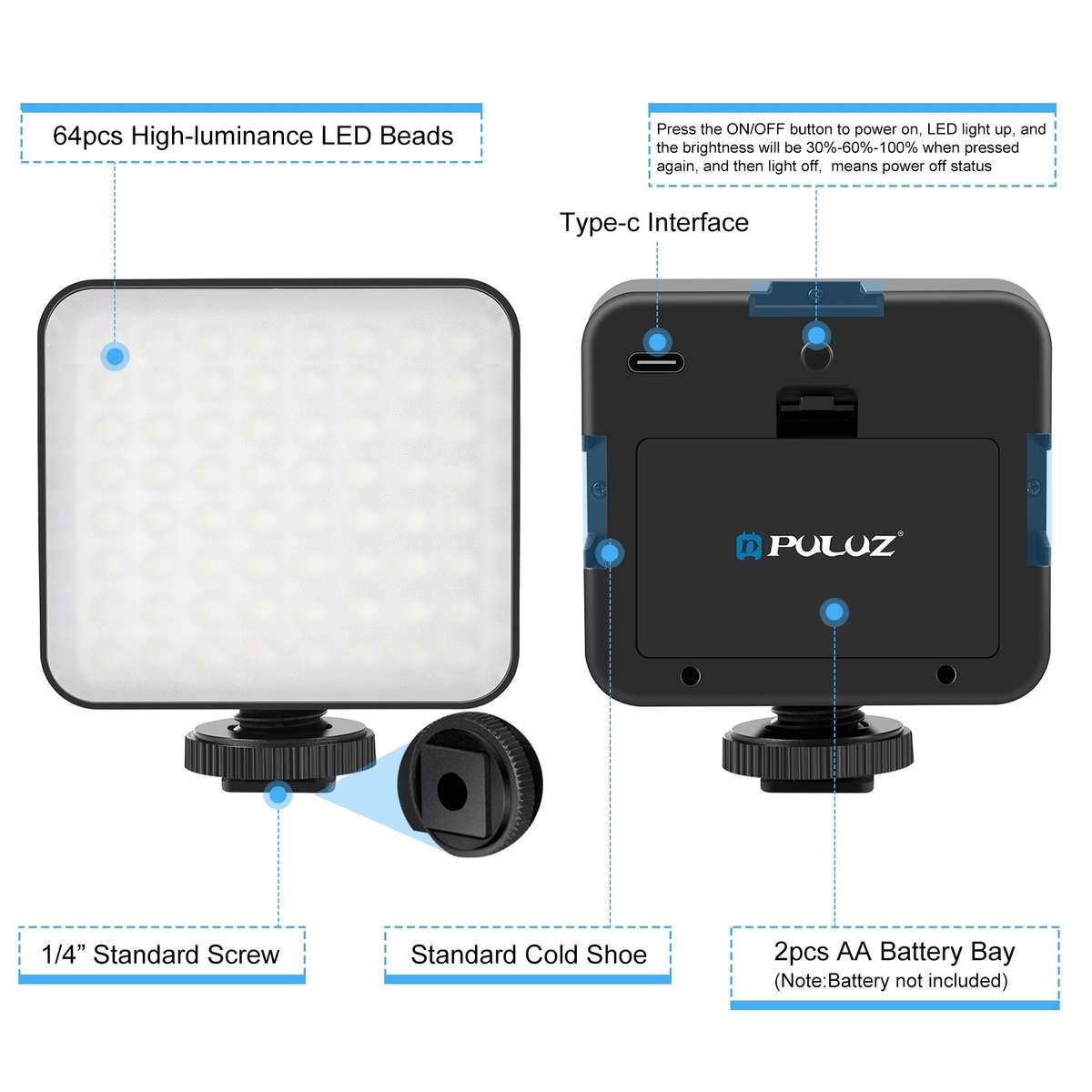 PULUZ 4 in 1 Vlogging Live Broadcast LED Selfie Fill Light Smartphone Video Rig Kits wi ... (Blue)