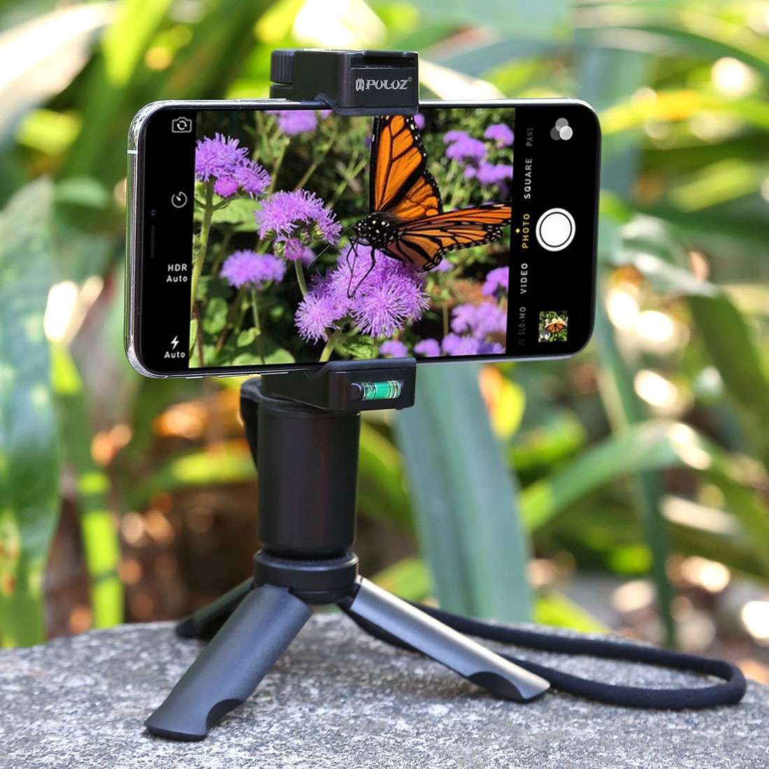 PULUZ Folding Plastic Tripod + Vlogging Live Broadcast Handheld Grip ABS Mount with Cold Shoe & Wr