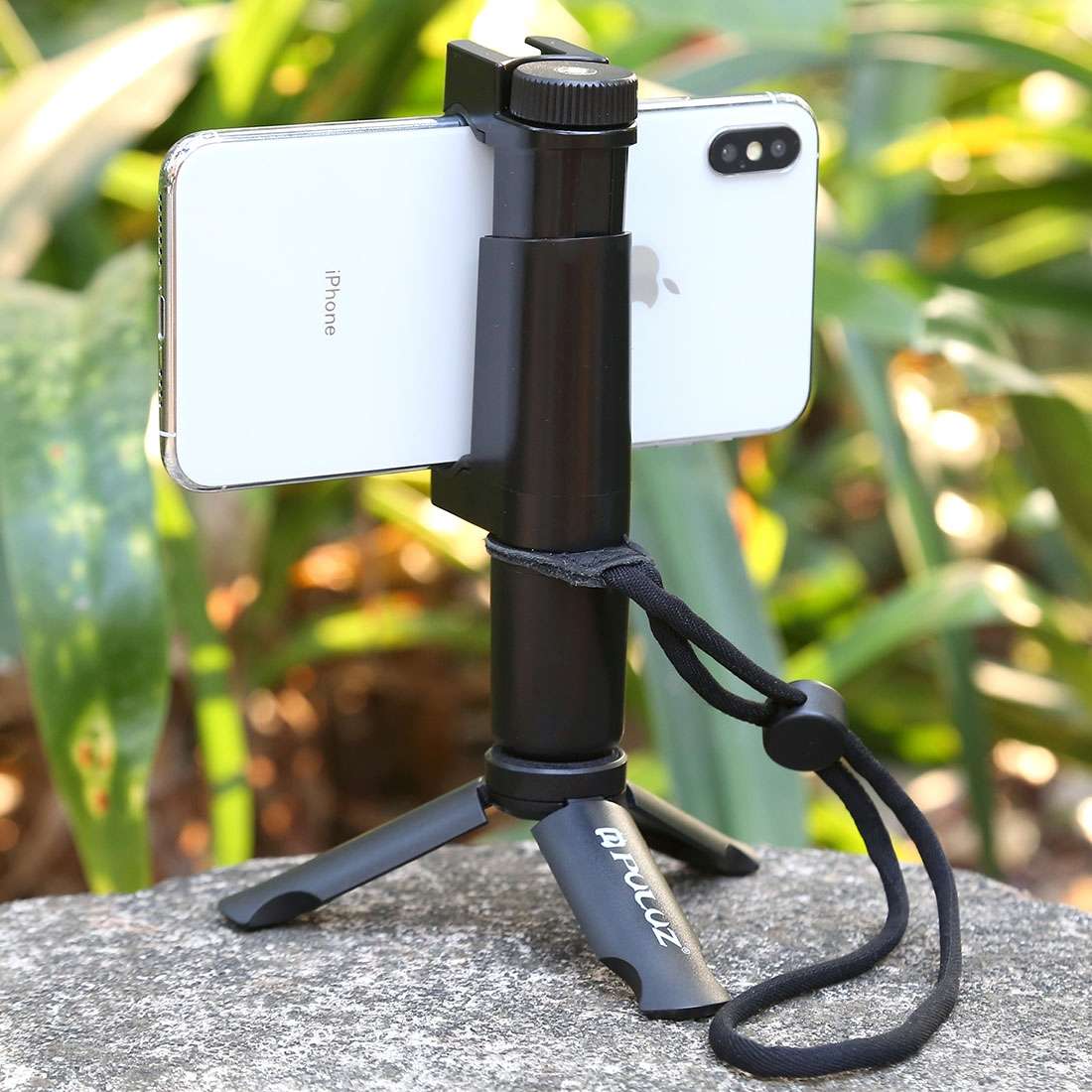 PULUZ Folding Plastic Tripod + Vlogging Live Broadcast Handheld Grip ABS Mount with Cold Shoe & Wr