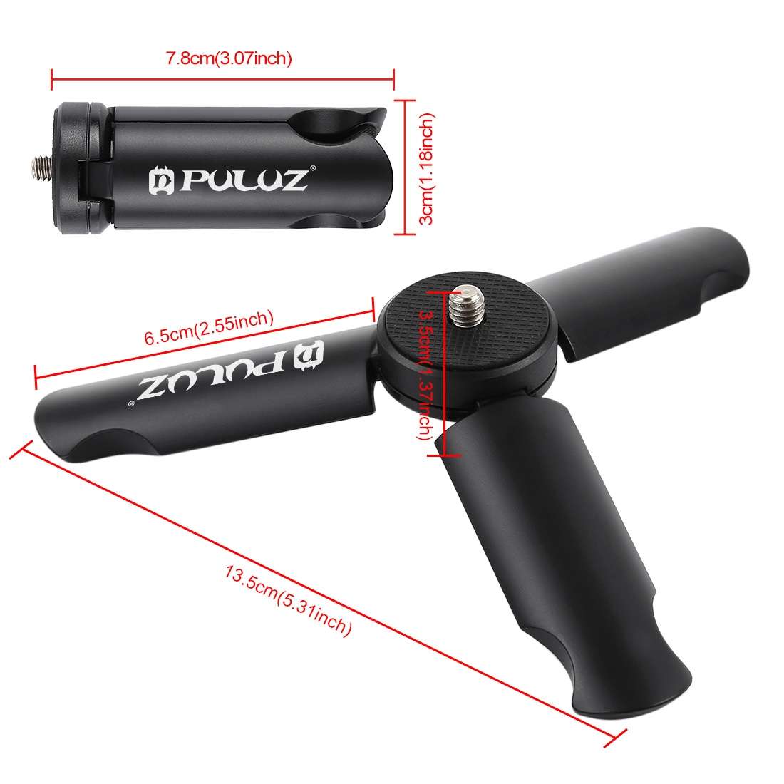 PULUZ Folding Plastic Tripod + Vlogging Live Broadcast Handheld Grip ABS Mount with Cold Shoe & Wr
