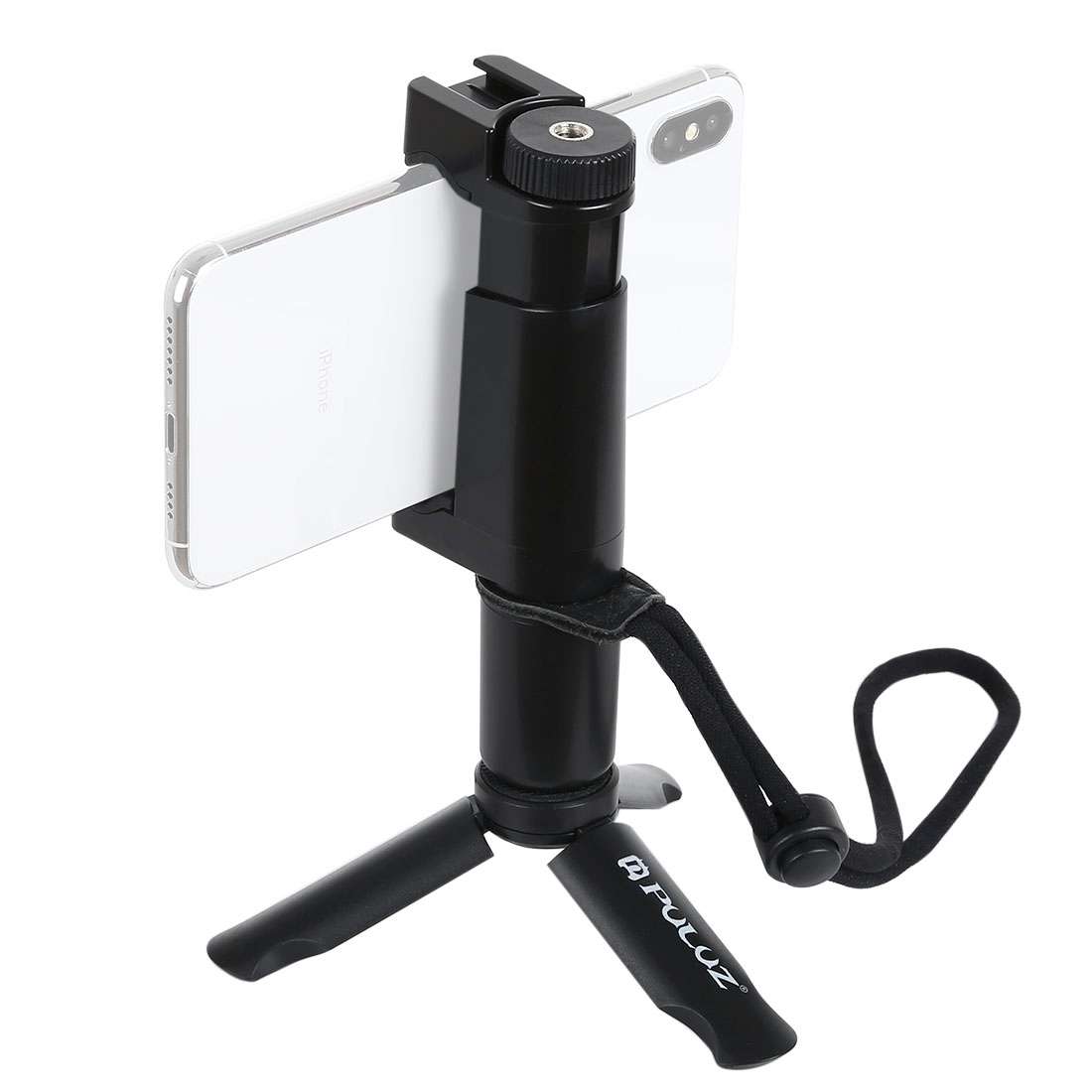 PULUZ Folding Plastic Tripod + Vlogging Live Broadcast Handheld Grip ABS Mount with Cold Shoe & Wr