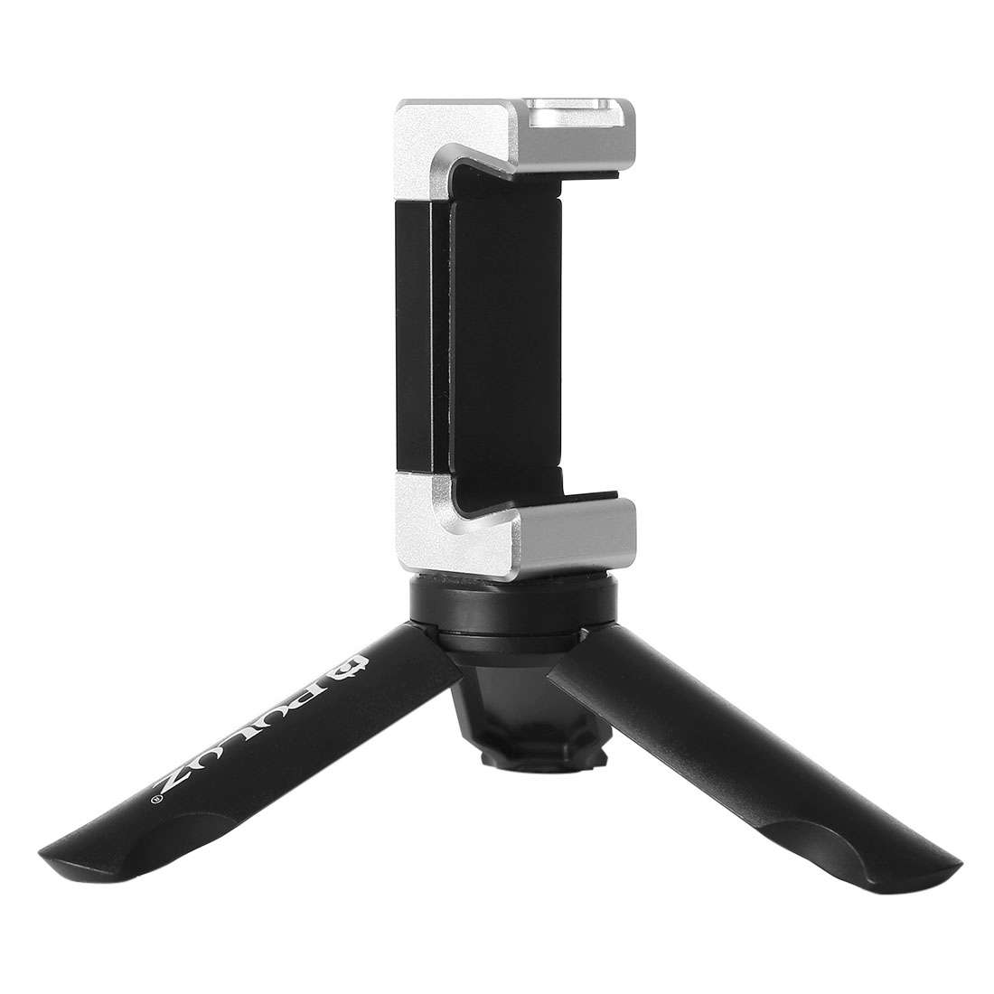 PULUZ Folding Plastic Tripod + Aluminum Alloy Clamp Bracket with Cold Shoe for iPhone, Galaxy, Hua