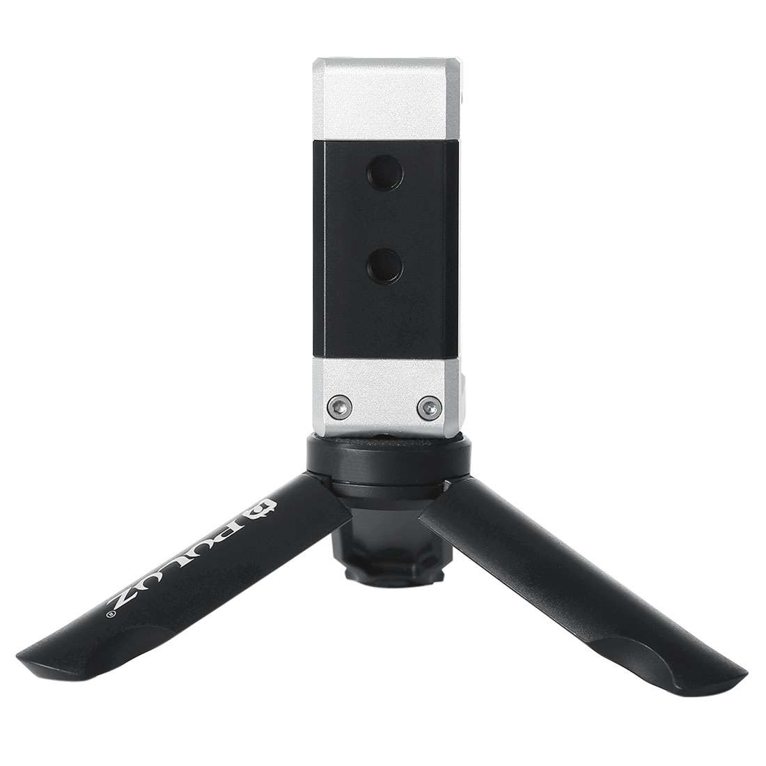 PULUZ Folding Plastic Tripod + Aluminum Alloy Clamp Bracket with Cold Shoe for iPhone, Galaxy, Hua