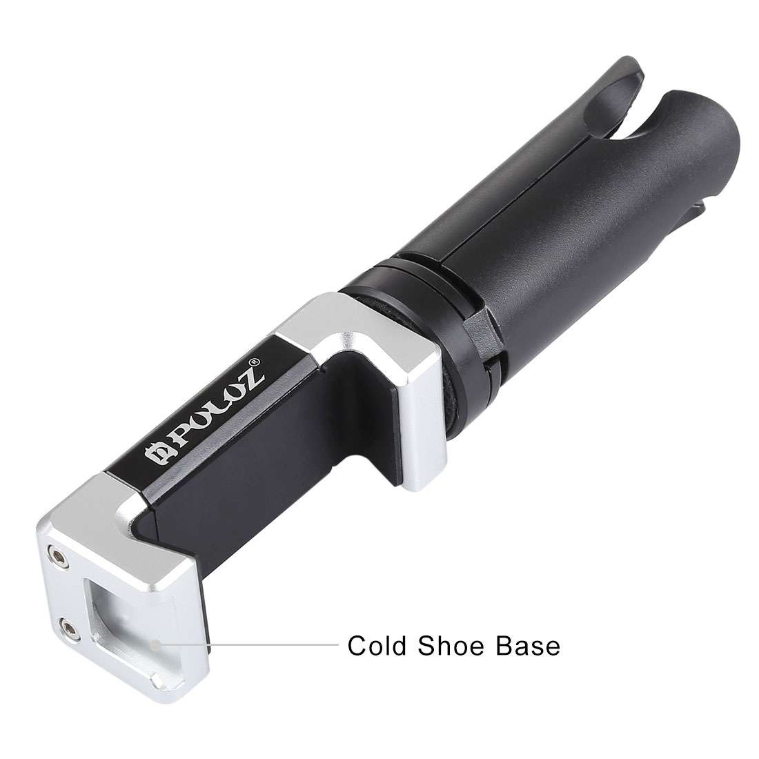 PULUZ Folding Plastic Tripod + Aluminum Alloy Clamp Bracket with Cold Shoe for iPhone, Galaxy, Hua