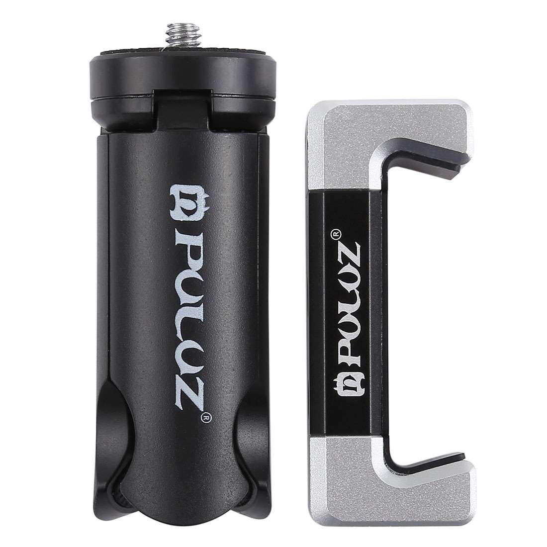 PULUZ Folding Plastic Tripod + Aluminum Alloy Clamp Bracket with Cold Shoe for iPhone, Galaxy, Hua