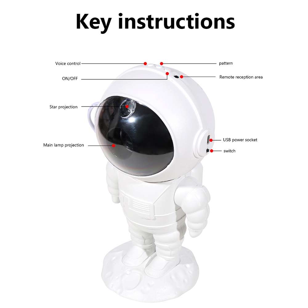 5W Astronaut Starry Sky Projection Lamp USB Night Light (White)