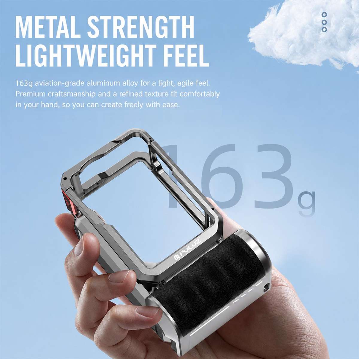 For DJI Osmo Action 6 PULUZ Metal Camera Cage Expansion Adapter with Handle Grip (Titanium)