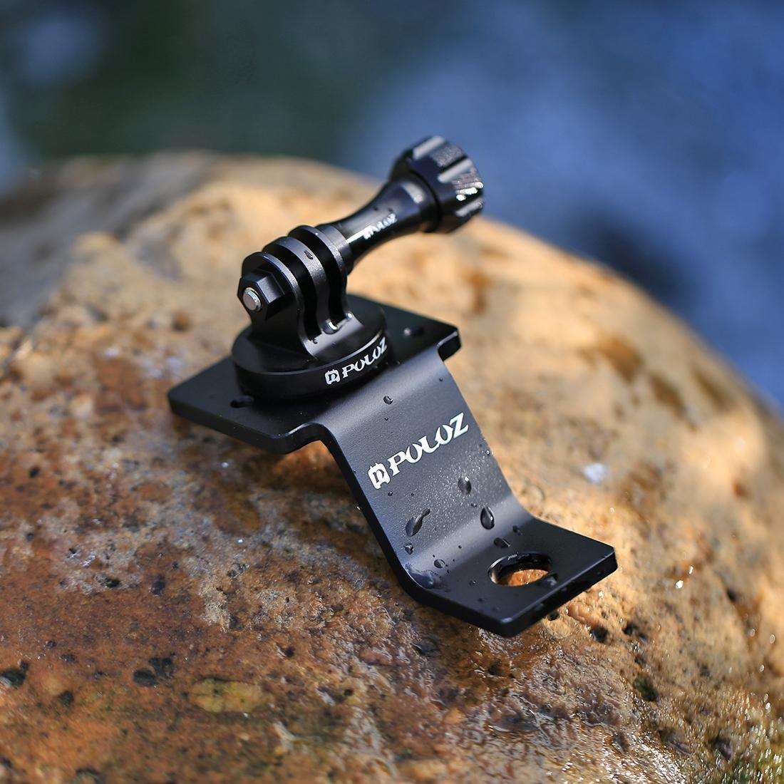 PULUZ Aluminum Alloy Motorcycle Fixed Holder Mount with Tripod Adapter & Screw for GoP ... (Black)