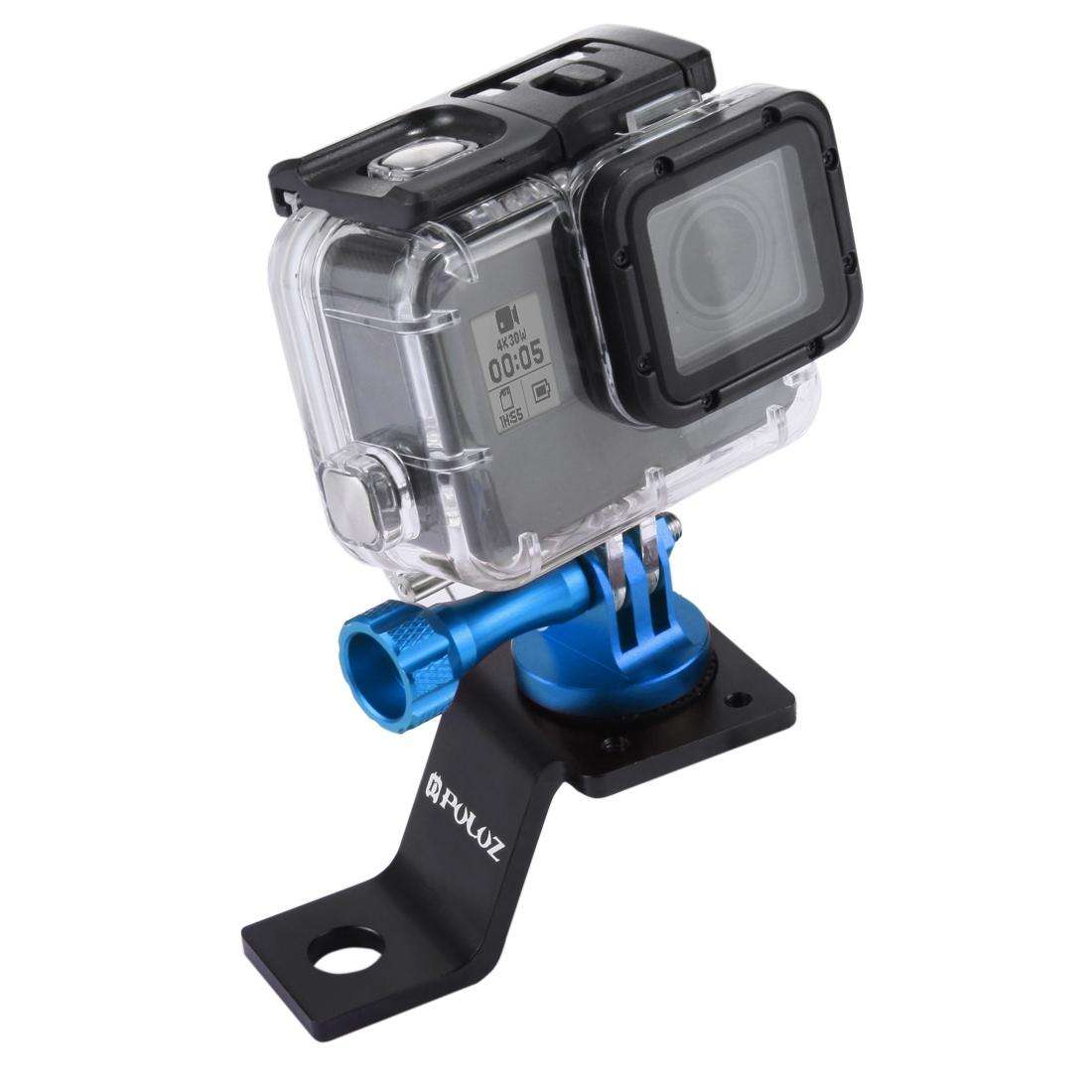 PULUZ Aluminum Alloy Motorcycle Fixed Holder Mount with Tripod Adapter & Screw for GoPr ... (Blue)