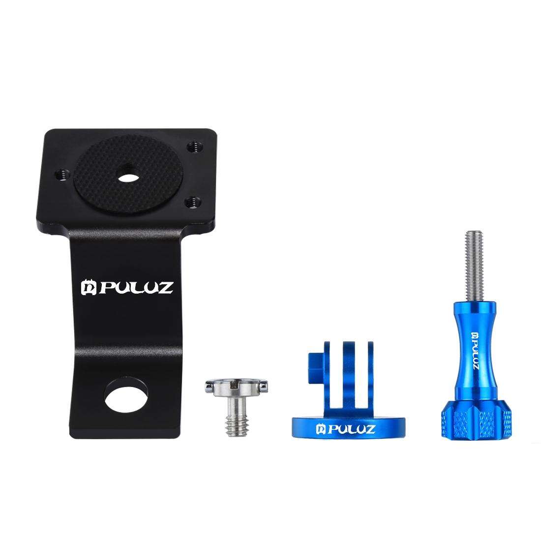 PULUZ Aluminum Alloy Motorcycle Fixed Holder Mount with Tripod Adapter & Screw for GoPr ... (Blue)