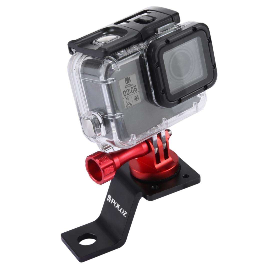 PULUZ Aluminum Alloy Motorcycle Fixed Holder Mount with Tripod Adapter & Screw for GoPro ... (Red)