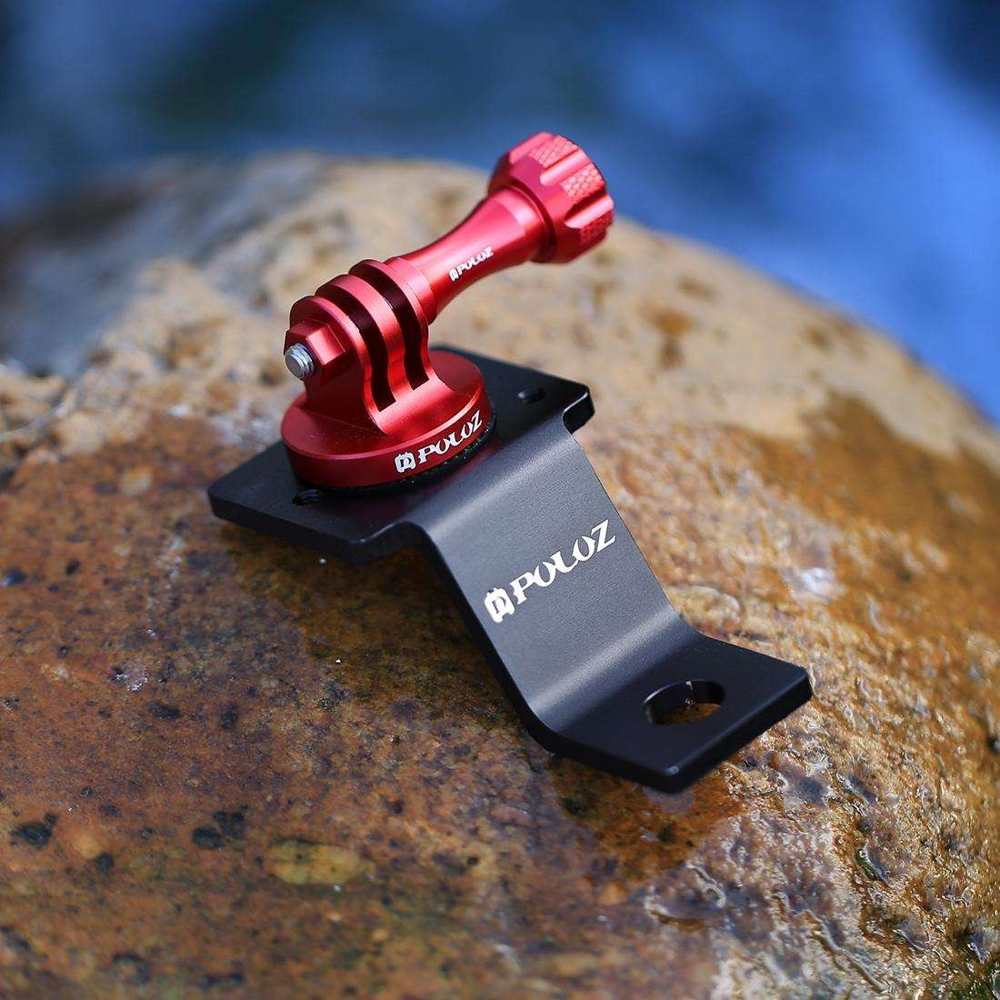 PULUZ Aluminum Alloy Motorcycle Fixed Holder Mount with Tripod Adapter & Screw for GoPro ... (Red)