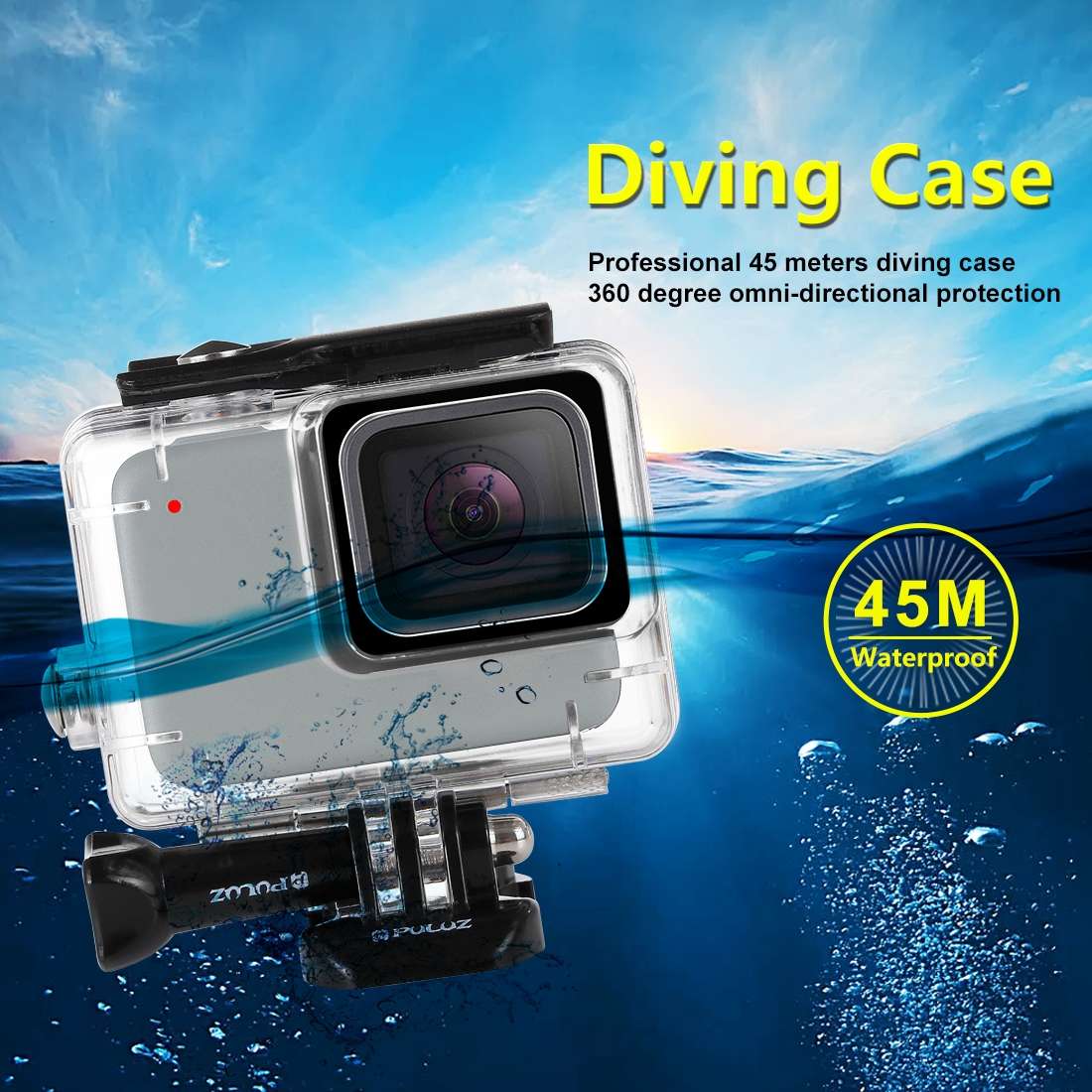 PULUZ 45m Underwater Waterproof Housing Diving Case for GoPro HERO7 Silver / HER ... (Transparent)