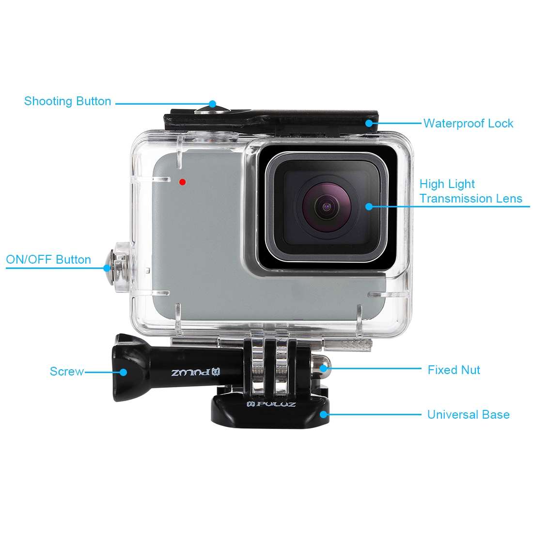 PULUZ 45m Underwater Waterproof Housing Diving Case for GoPro HERO7 Silver / HER ... (Transparent)