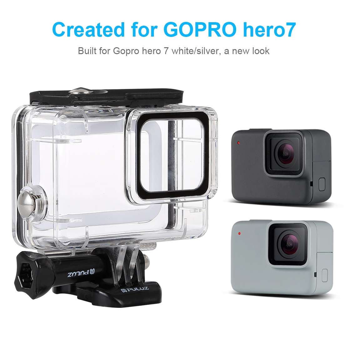 PULUZ 45m Underwater Waterproof Housing Diving Case for GoPro HERO7 Silver / HER ... (Transparent)
