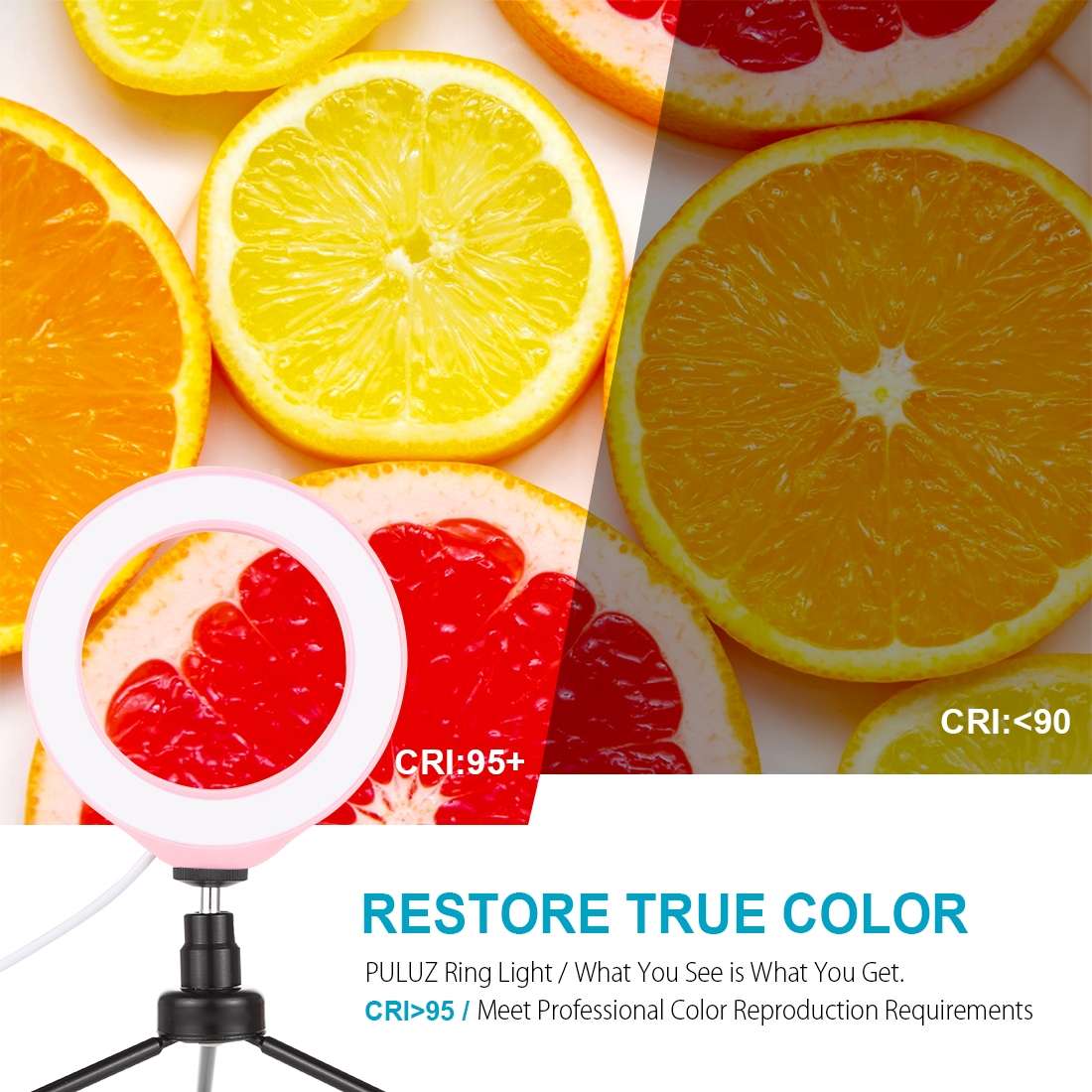 PULUZ 6.2 inch 16cm USB 3 Modes Dimmable LED Ring Vlogging Photography Video Lights wit ... (Pink)