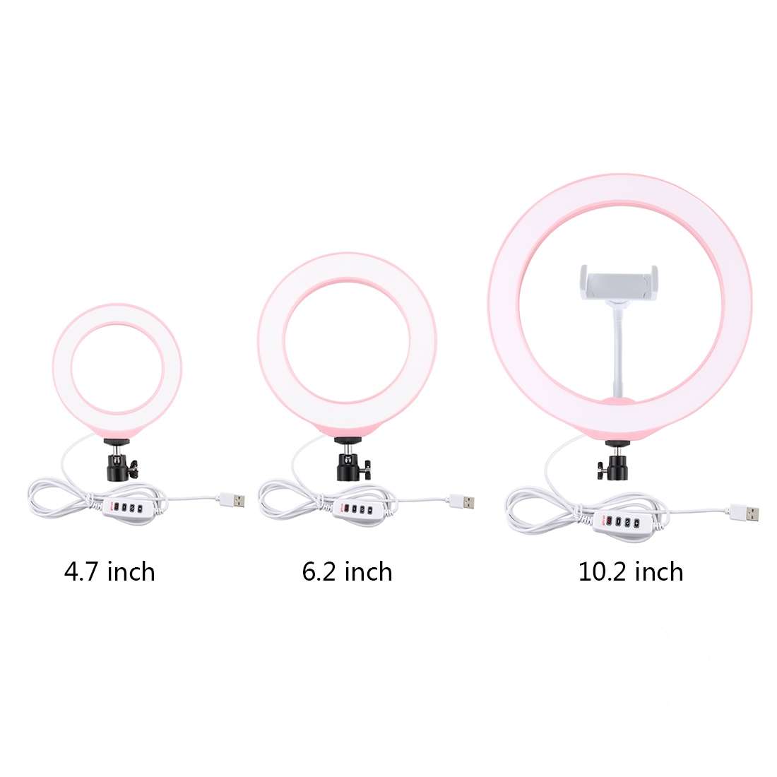PULUZ 6.2 inch 16cm USB 3 Modes Dimmable LED Ring Vlogging Photography Video Lights wit ... (Pink)
