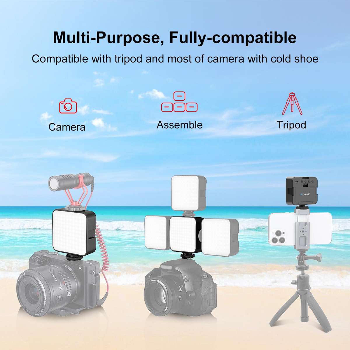 PULUZ 100 LED 5W 3-color Temperatures Adjustable Video Splicing Fill Light for Camera / Video Camcor