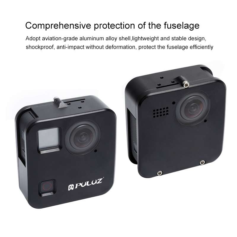 PULUZ for GoPro Fusion Housing Shell CNC Aluminum Alloy Protective Cage with Basic Mou ... (Black)