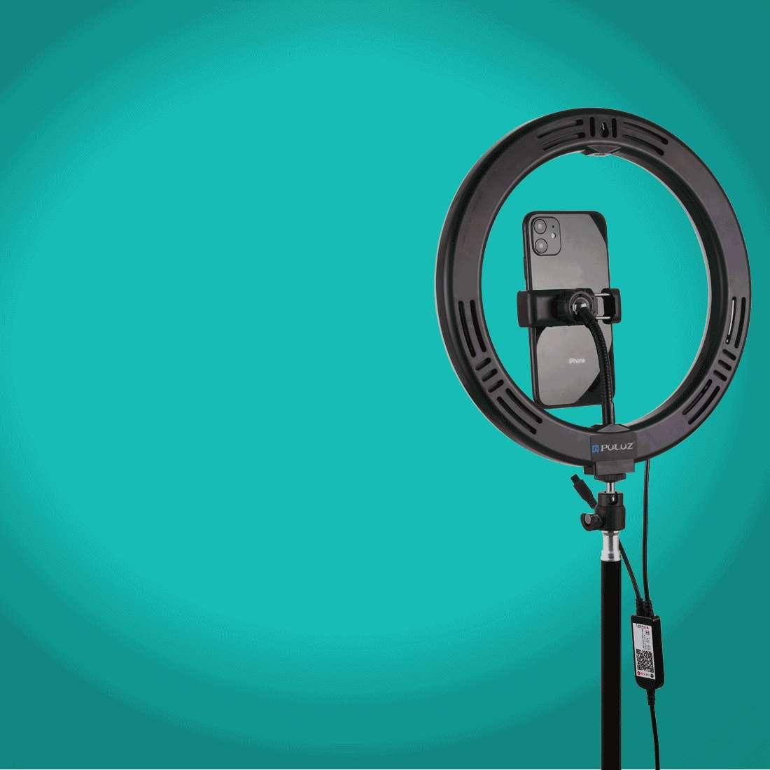 PULUZ 10.2 inch 26cm Curved Surface USB RGBW Dimmable LED Ring Vlogging Photography Video Lights wit