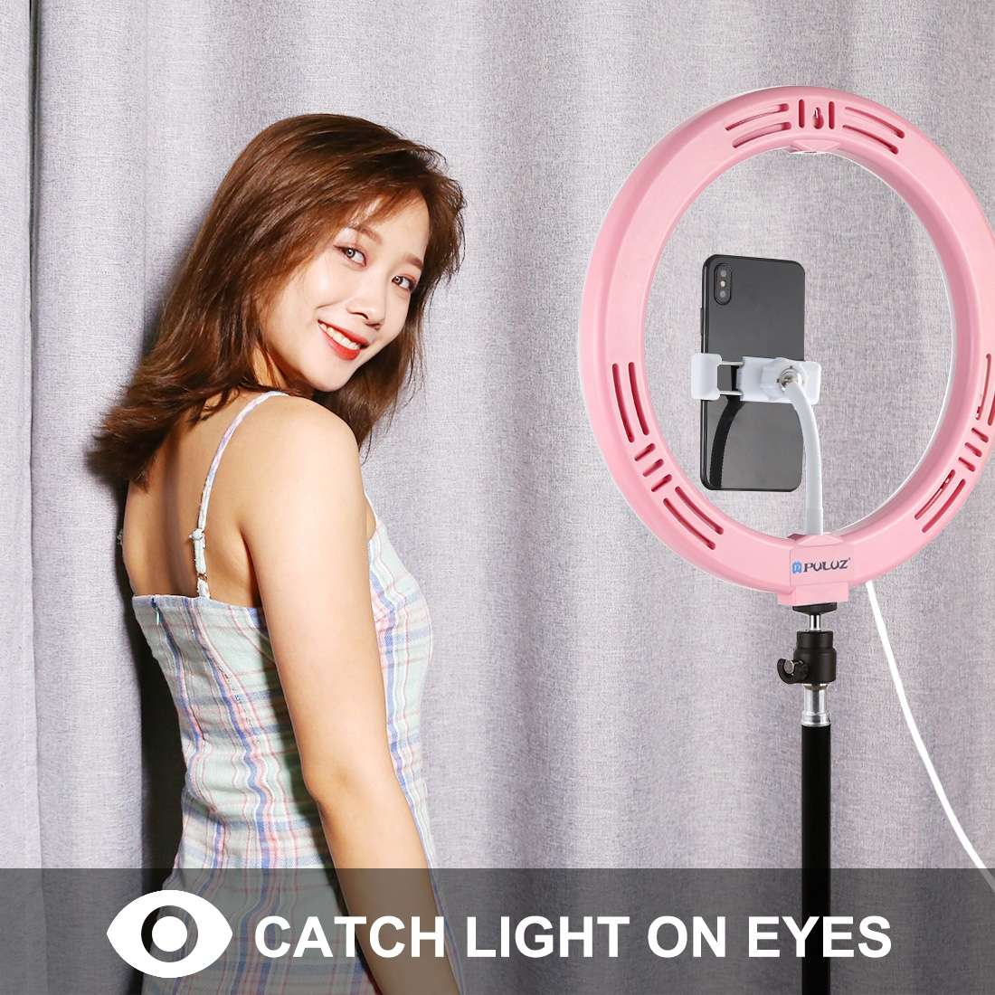 PULUZ 10.2 inch 26cm USB 3 Modes Dimmable Dual Color Temperature LED Curved Diffuse Lig ... (Pink)