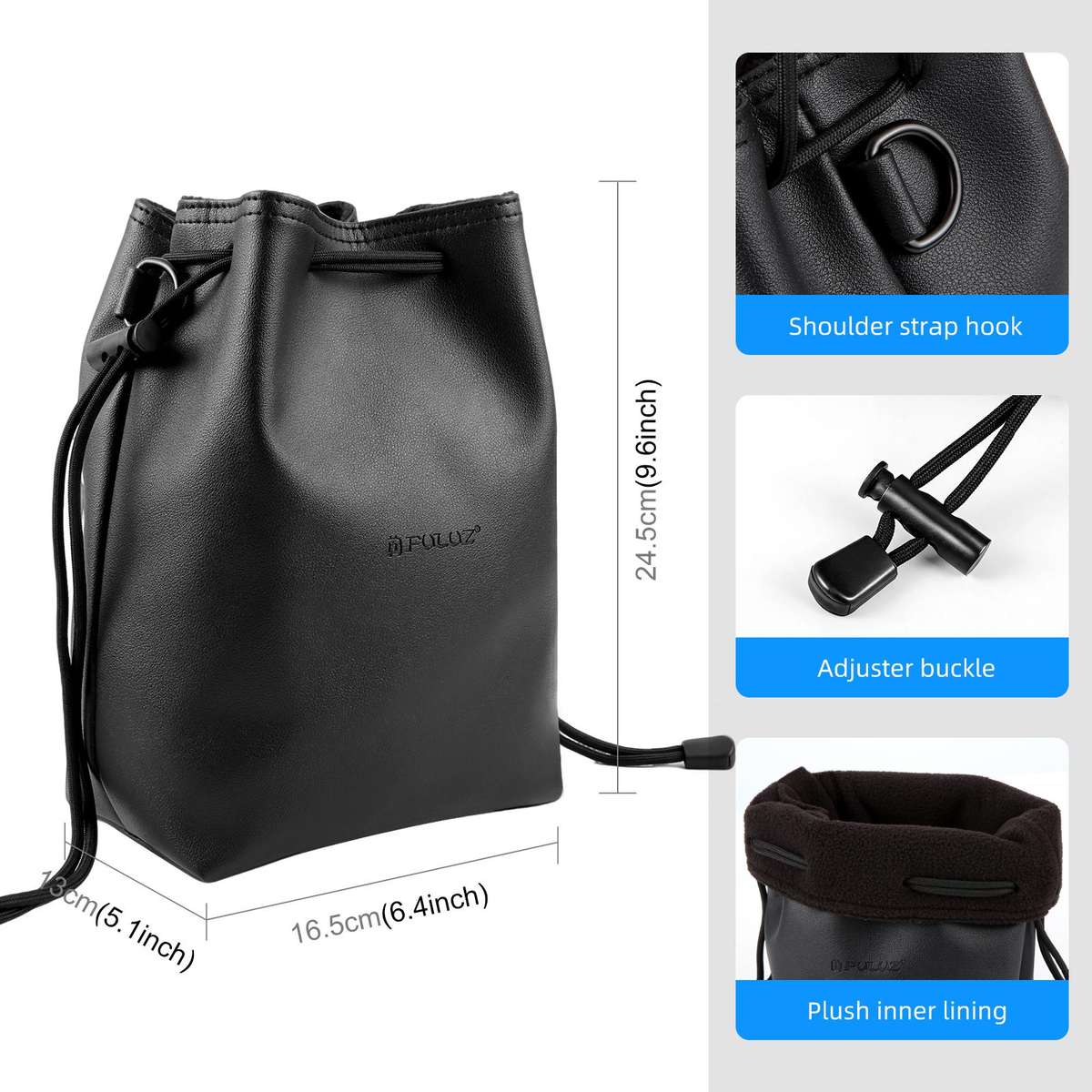 PULUZ Camera Protective Inner Bag Thick Padded Carrying Pouch with Shoulder Strap for Mirrorless & D