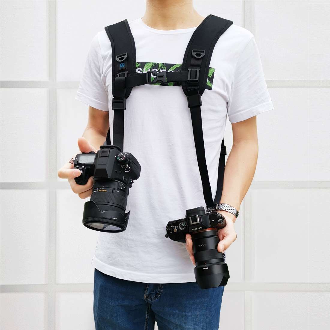 PULUZ Quick Release Double Shoulder Harness Soft Pad Decompression Foam Strap Belt for DSLR Digital