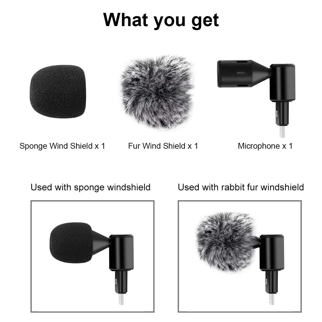 PULUZ 8PIN Jack Mobile Phone Omnidirectional Condenser Adjustable Microphone(Black)