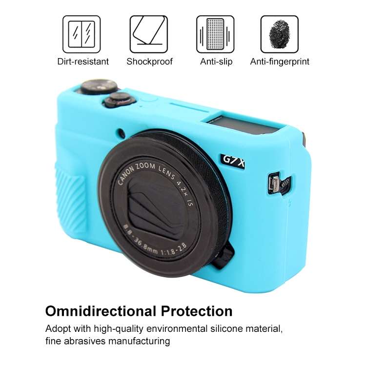 PULUZ Soft Silicone Protective Case for Canon EOS G7 X Mark II(Blue)