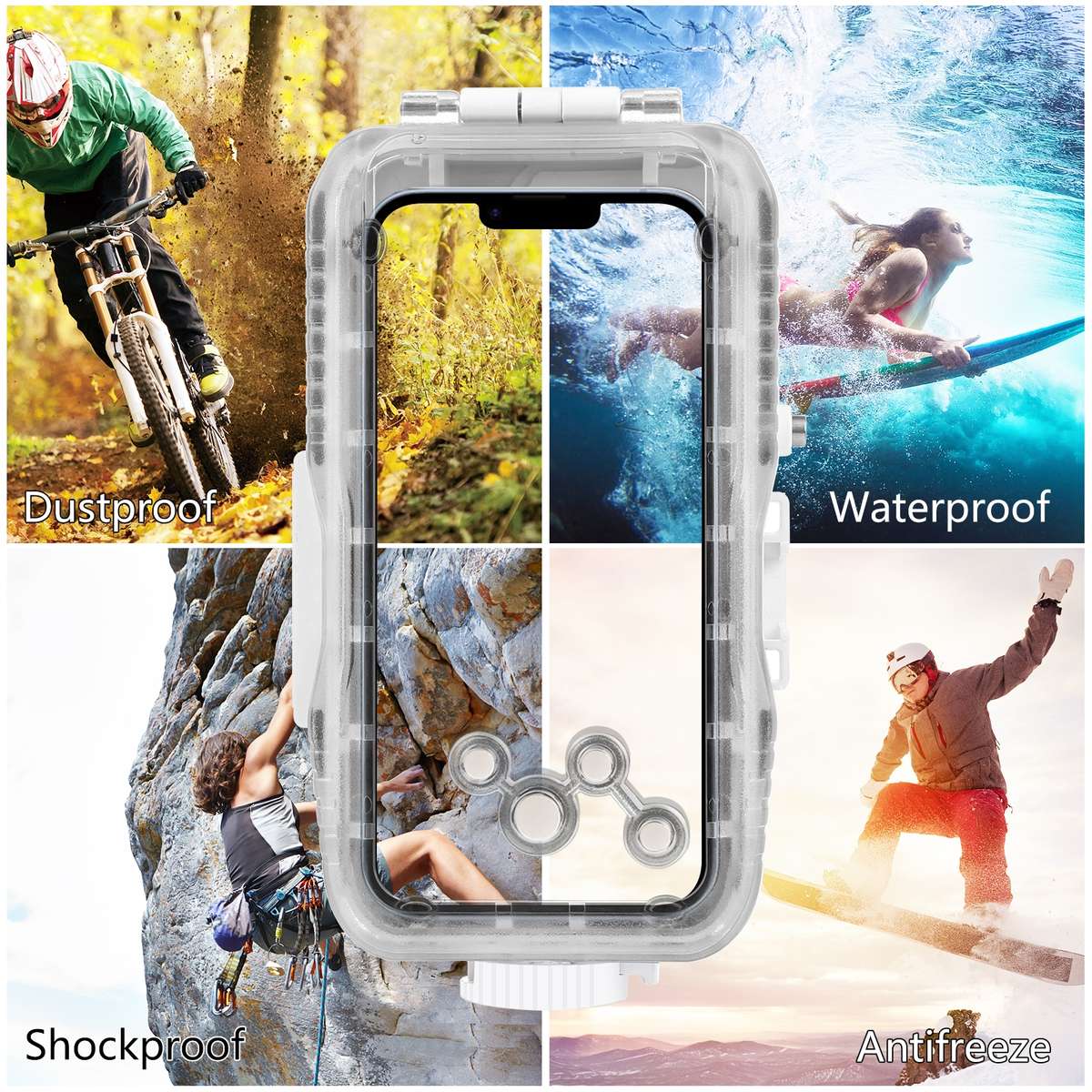PULUZ 40m/130ft Waterproof Diving Case for iPhone 16 / 15 / 15 Pro / 14 / 14 Pro / 13 ... (White)