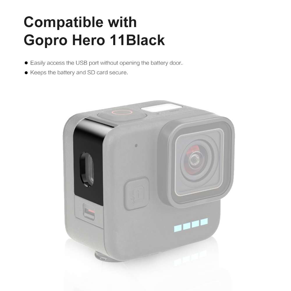 For GoPro Hero11 Black Mini PULUZ Metal Battery Side Interface Cover (Black)