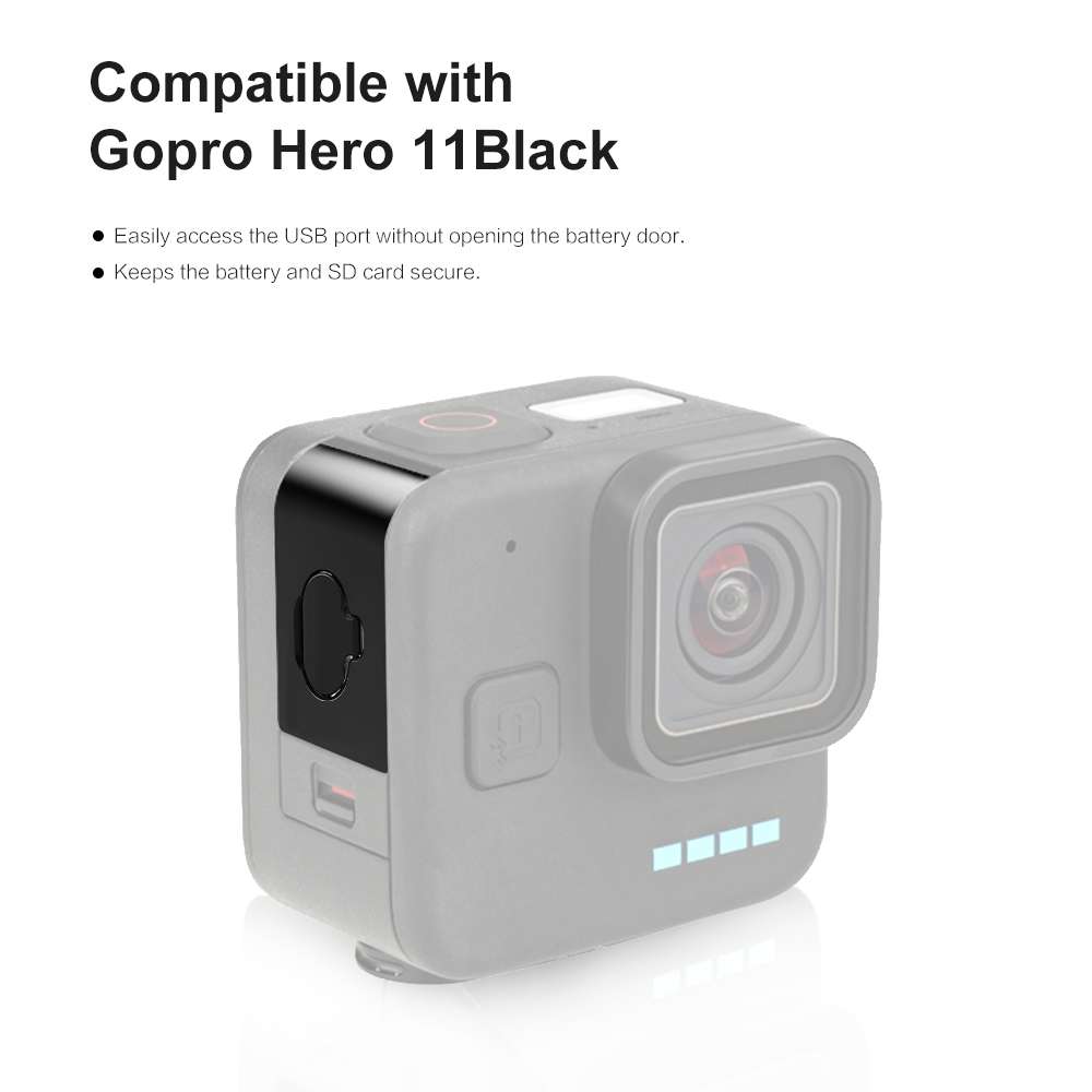 For GoPro Hero11 Black Mini PULUZ Metal Battery Side Interface Cover Dustproof Cap (Black)