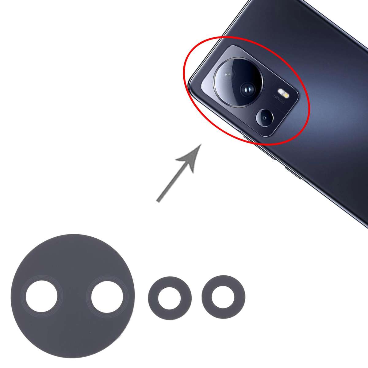 For Xiaomi Civi 2 10pcs Back Camera Lens