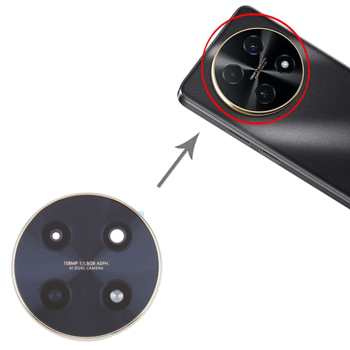 For Huawei Enjoy 70 Pro Original Camera Lens Cover (Gold)