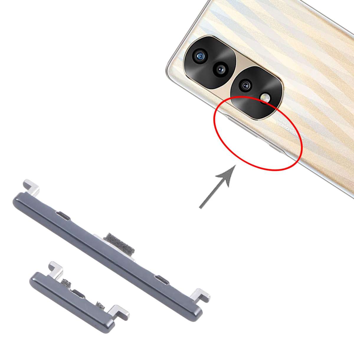 For Honor 70 Pro 10pairs Original Power Button and Volume Control Button (Black)