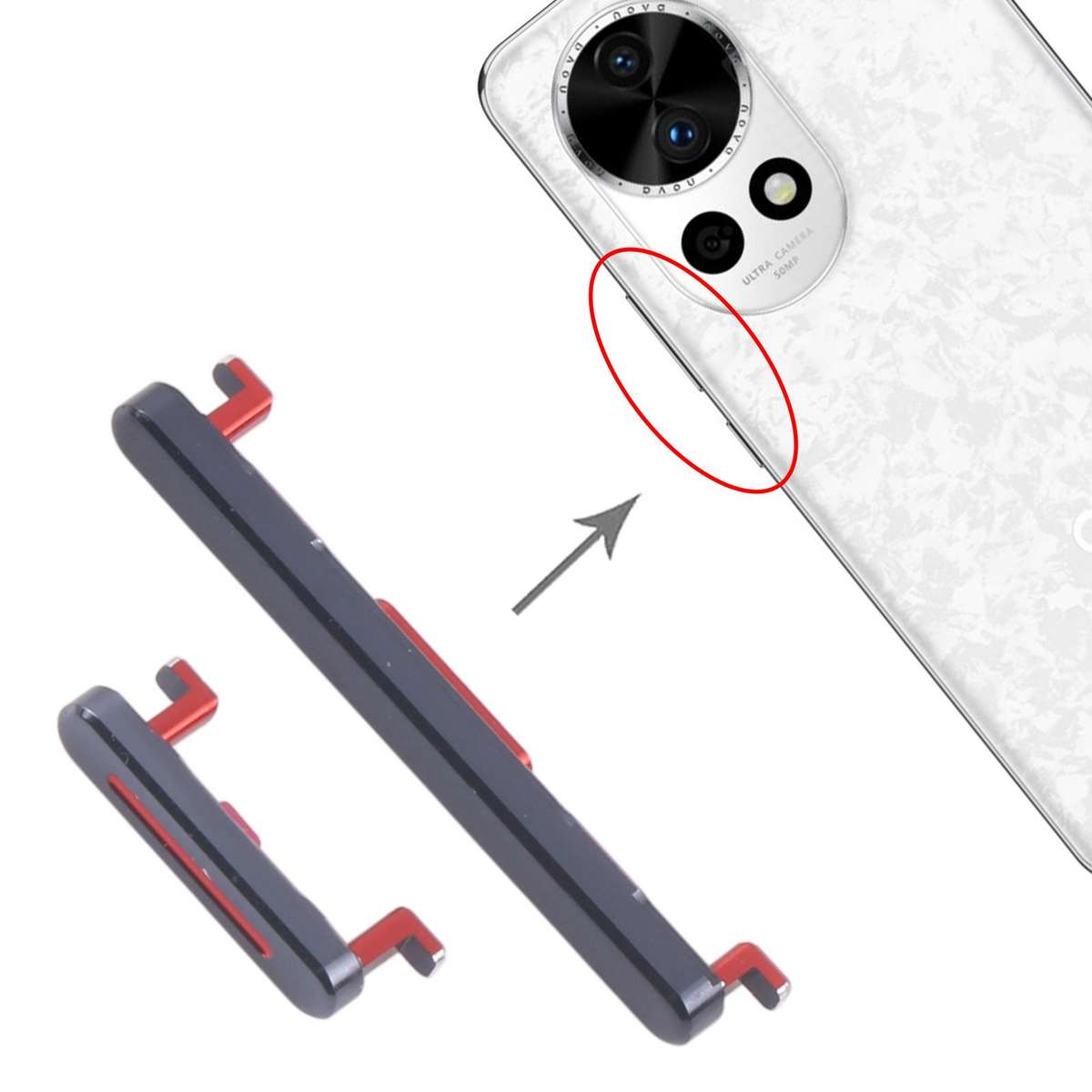 For Huawei nova 12 Pro 10pairs Original Power Button and Volume Control Button (Black)