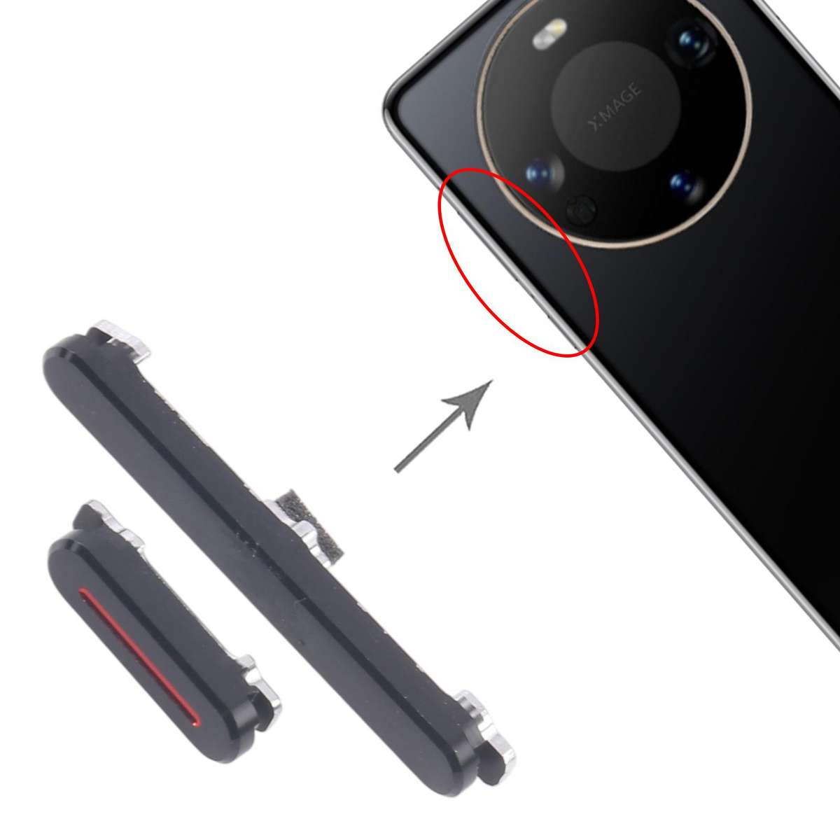 For Huawei Mate 60 Pro 10pairs Original Power Button and Volume Control Button (Black)
